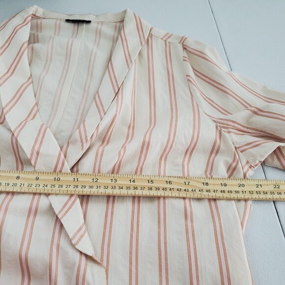 J Crew Womens Striped Wrap Blouse Size 2X Lightweight V Neck Career Preppy - Picture 5 of 7